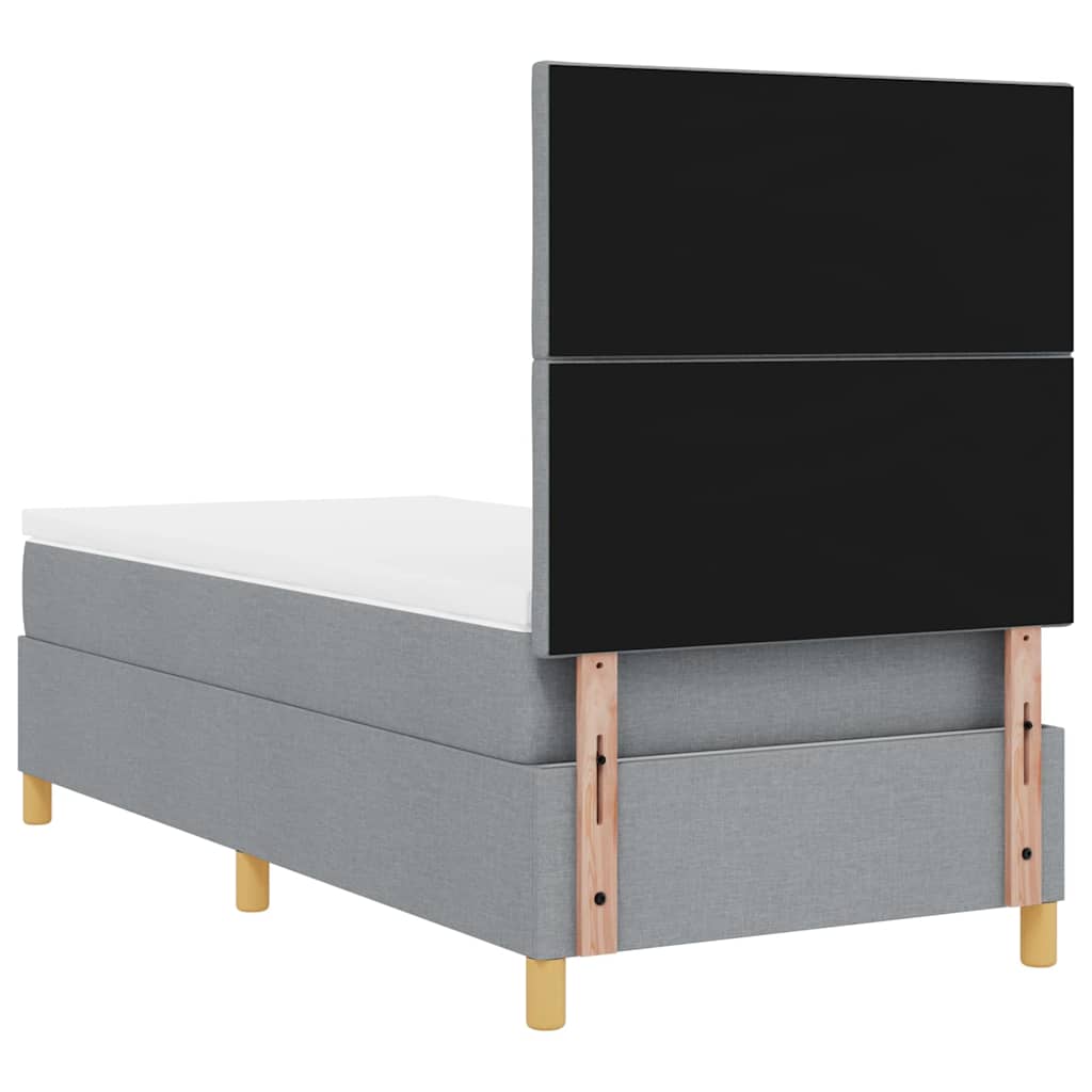 Box spring seng med hovedgærde Lysegrå 90 x 200 cm Stof
