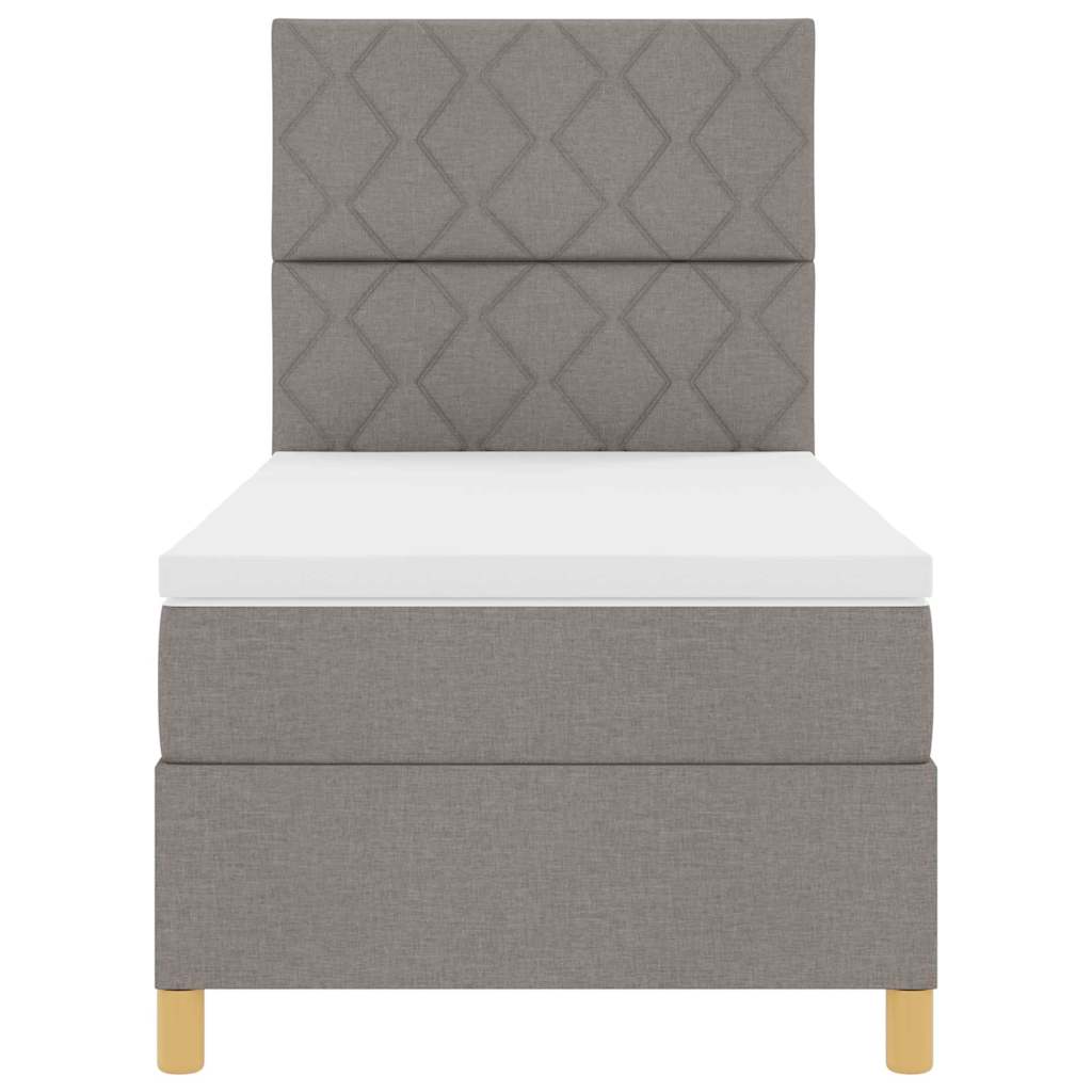 Box spring seng med hovedgærde Gråbrun 90 x 200 cm Stof