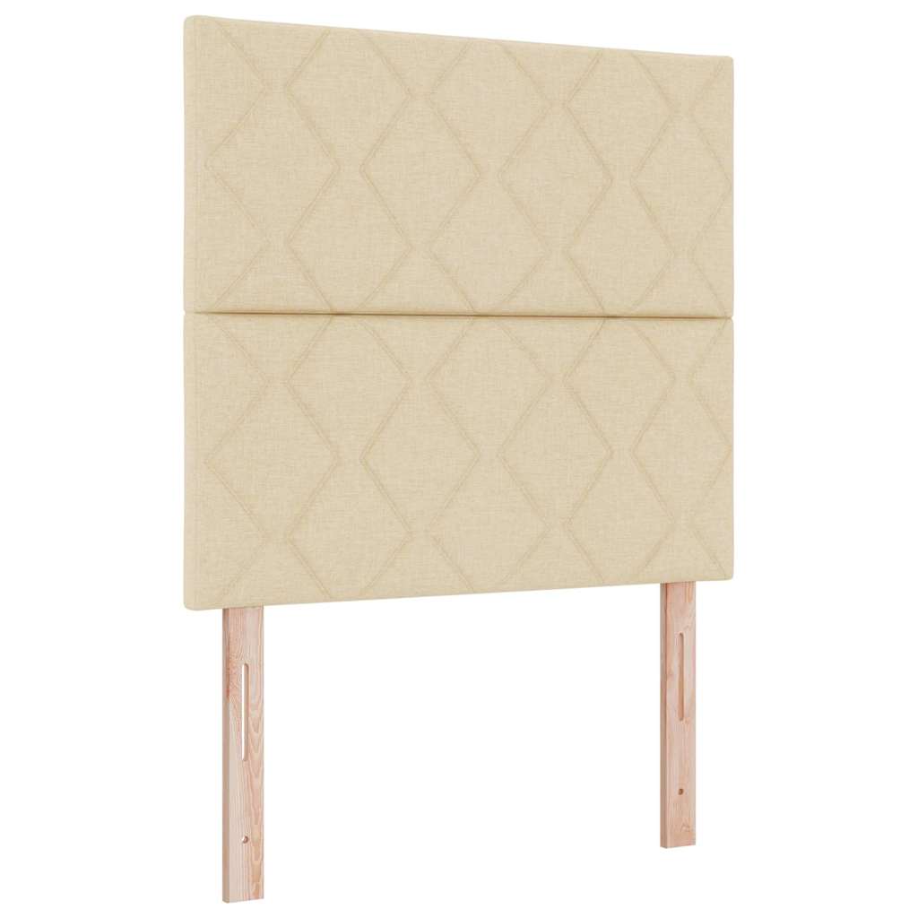 Box spring seng med hovedgærde Creme 90 x 200 cm Stof