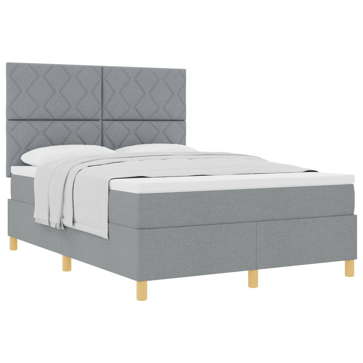 Box spring seng med hovedgærde Lysegrå 140 x 190 cm Stof