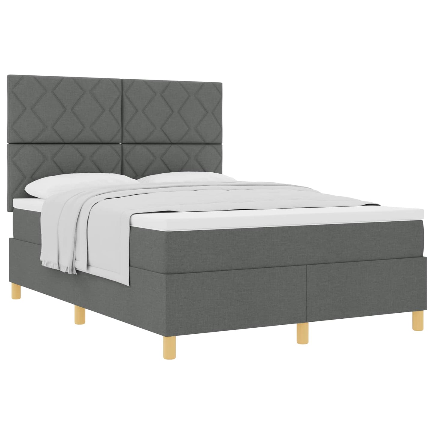 Box spring seng med hovedgærde Mørkegrå 140 x 190 cm Stof