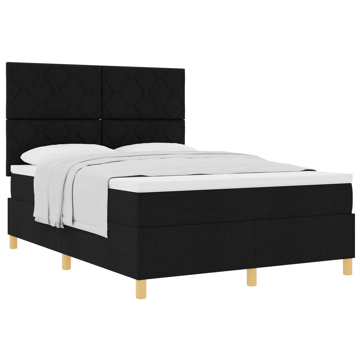 Box spring seng med hovedgærde Sort 140 x 190 cm Stof