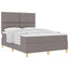 Box spring seng med hovedgærde Gråbrun 140 x 190 cm Stof