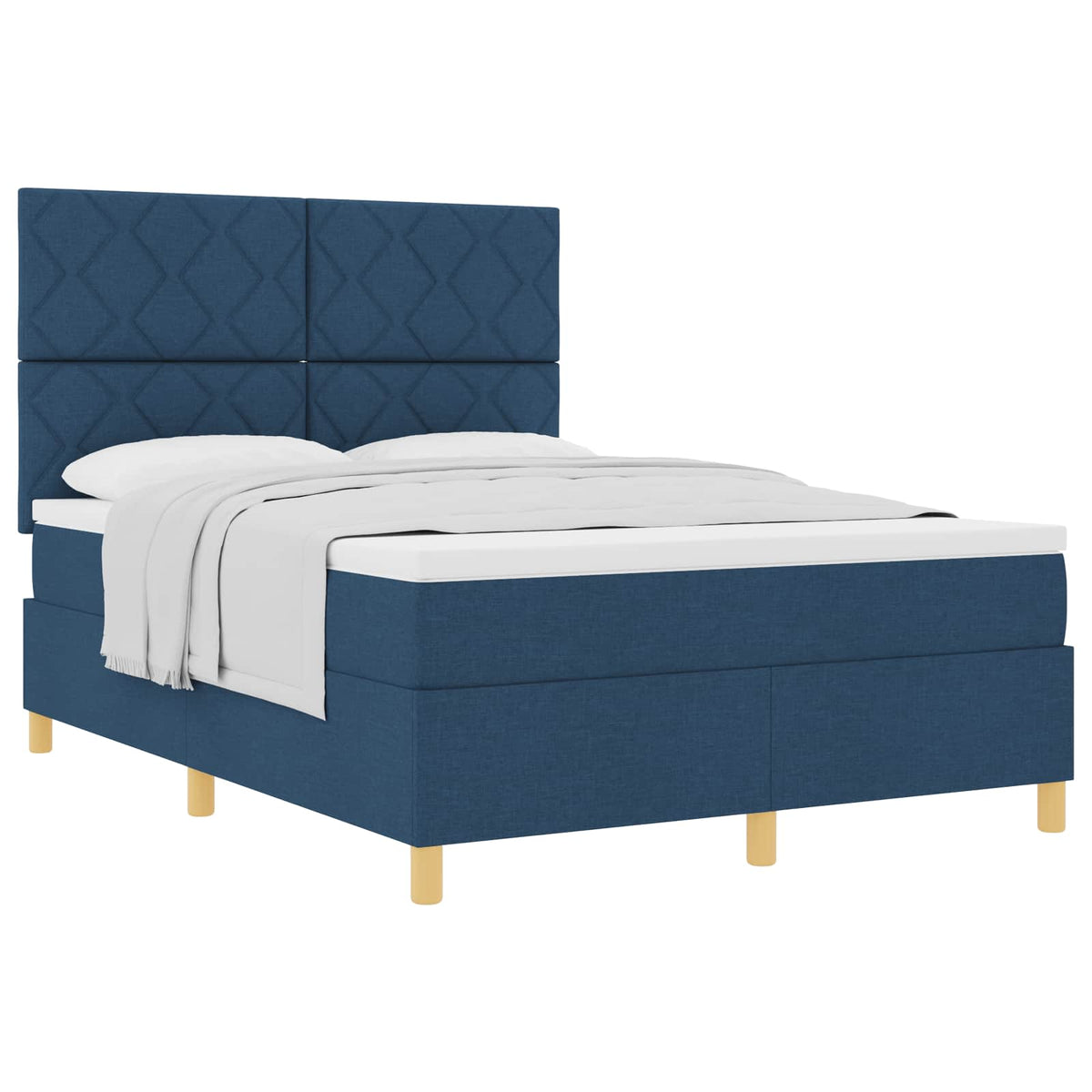 Box spring seng med hovedgærde Blå 140 x 190 cm Stof