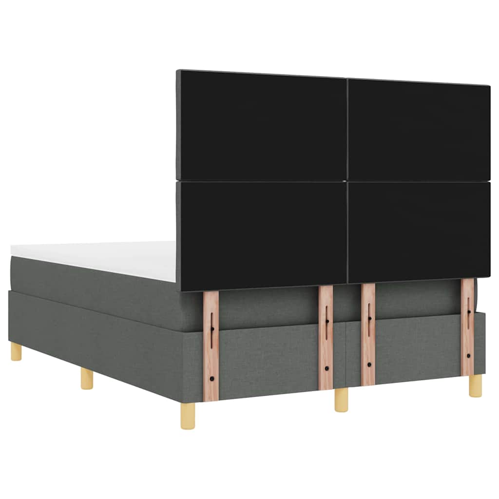 Box spring seng med hovedgærde Mørkegrå 140 x 200 cm Stof