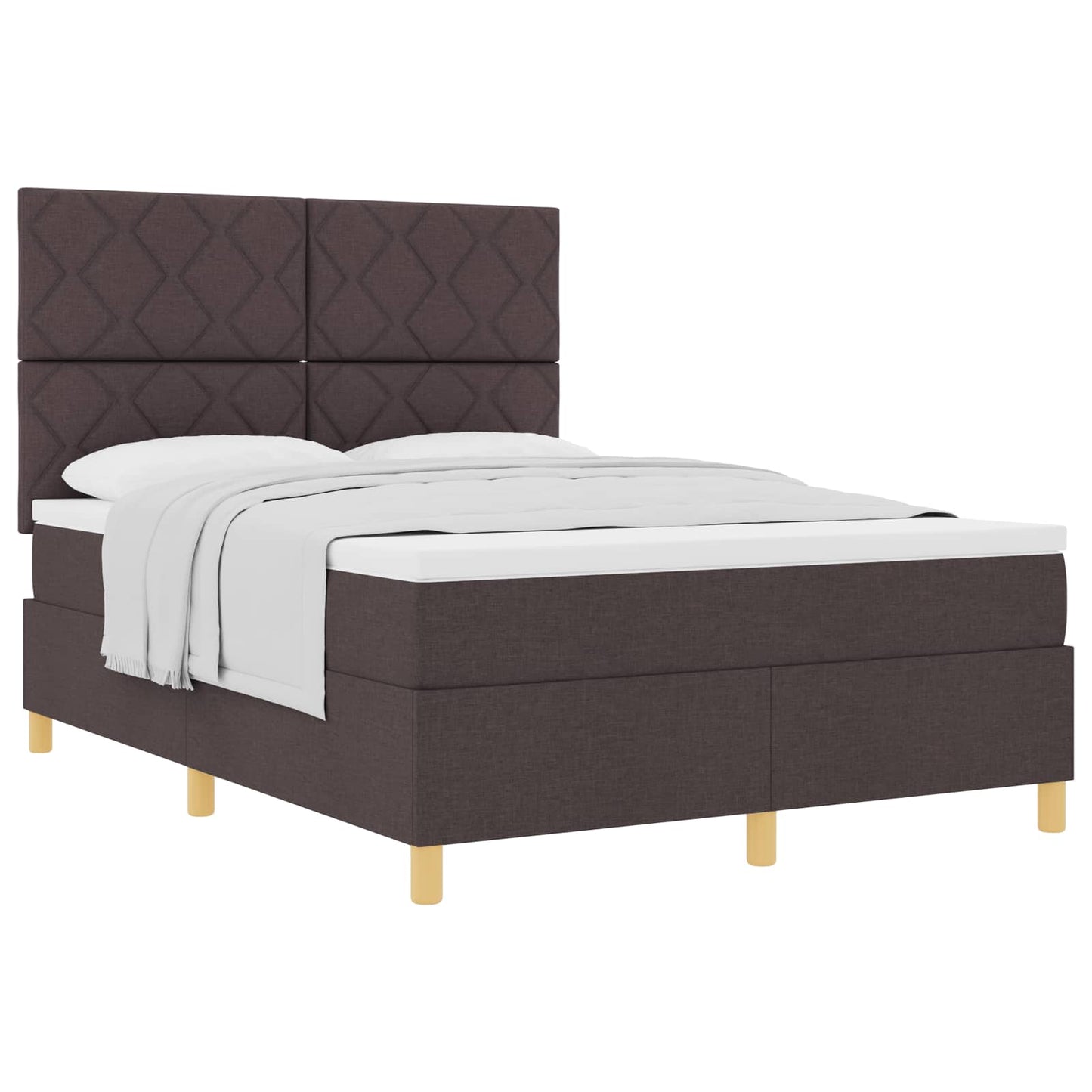 Box spring seng med hovedgærde Mørk Brun 140 x 200 cm Stof