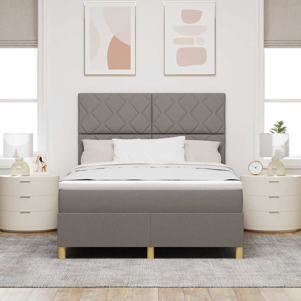 Box spring seng med hovedgærde Gråbrun 140 x 200 cm Stof