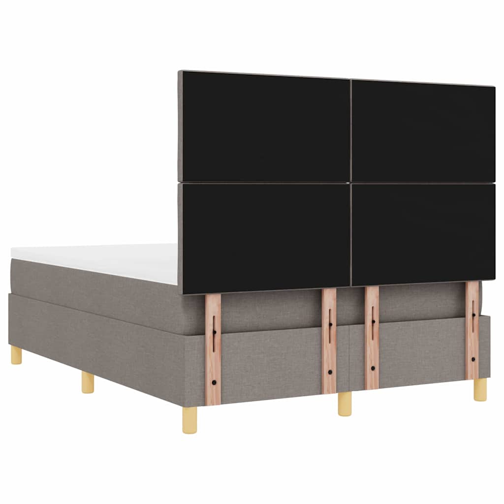 Box spring seng med hovedgærde Gråbrun 140 x 200 cm Stof