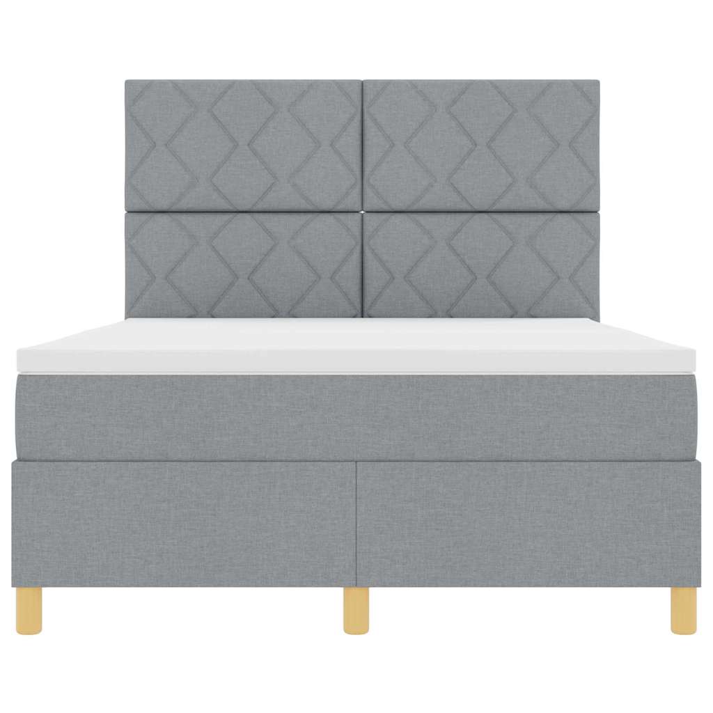 Box spring seng med hovedgærde Lysegrå 160 x 200 cm Stof