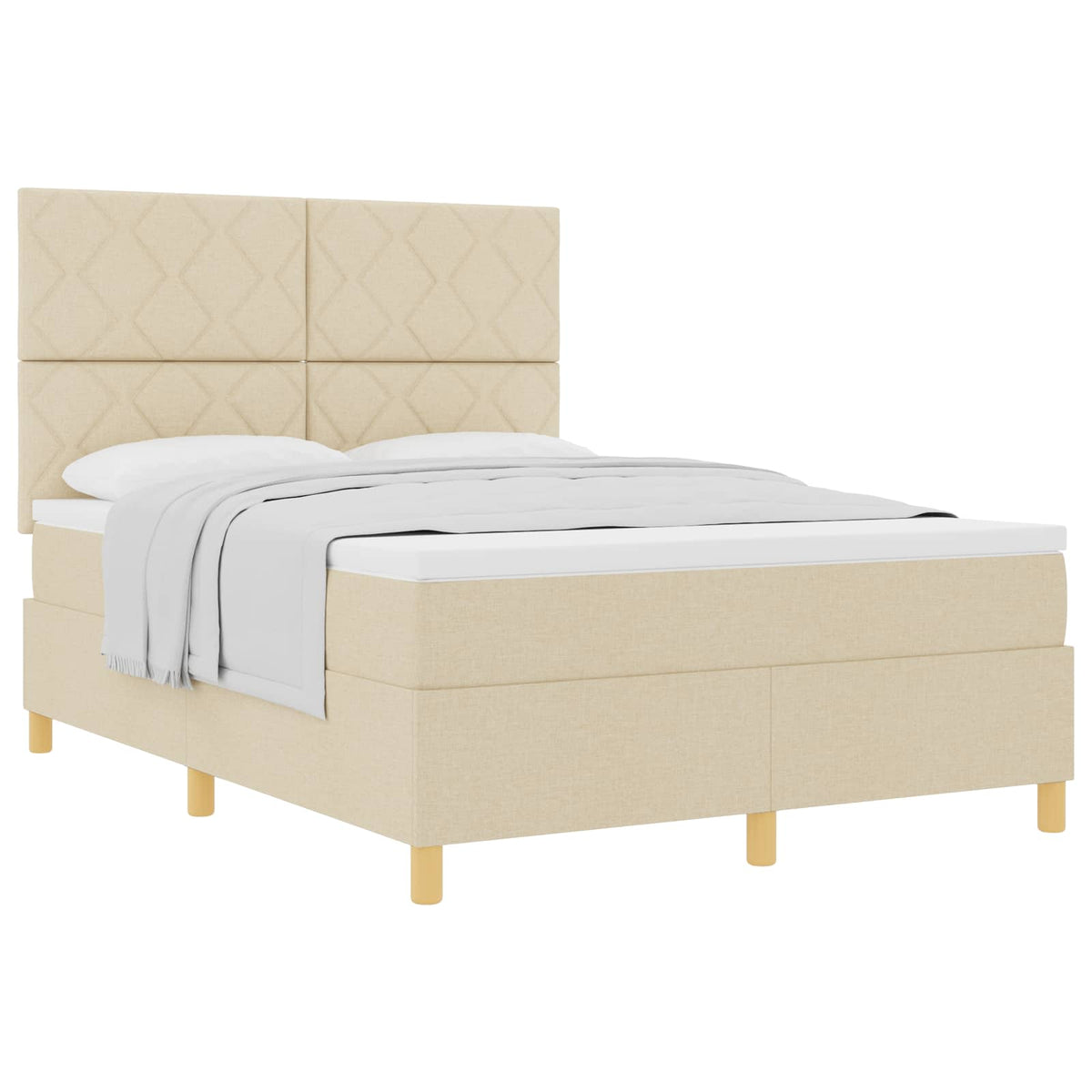 Box spring seng med hovedgærde Creme 160 x 200 cm Stof