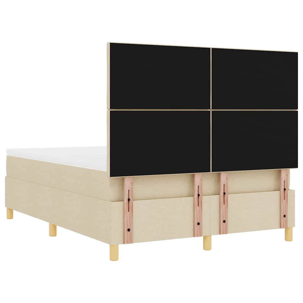 Box spring seng med hovedgærde Creme 160 x 200 cm Stof