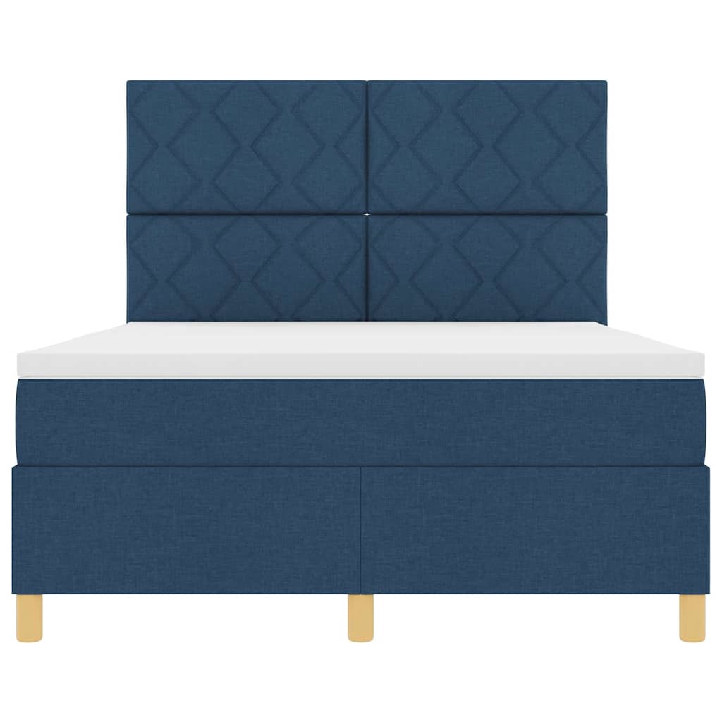 Box spring seng med madras med hovedgærde Blå 160 x 200 cm Stof