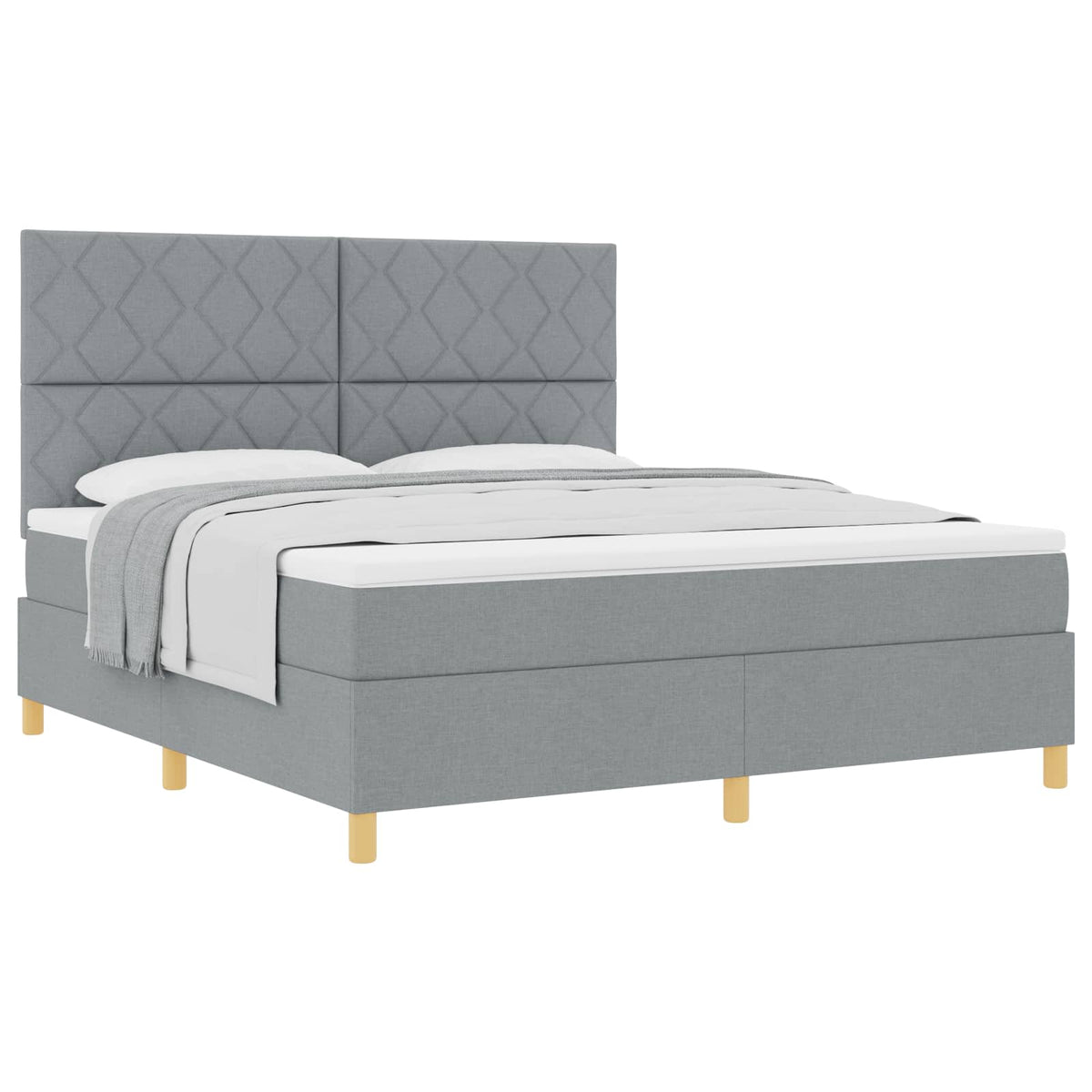 Box spring seng med hovedgærde Lysegrå 180 x 200 cm Stof