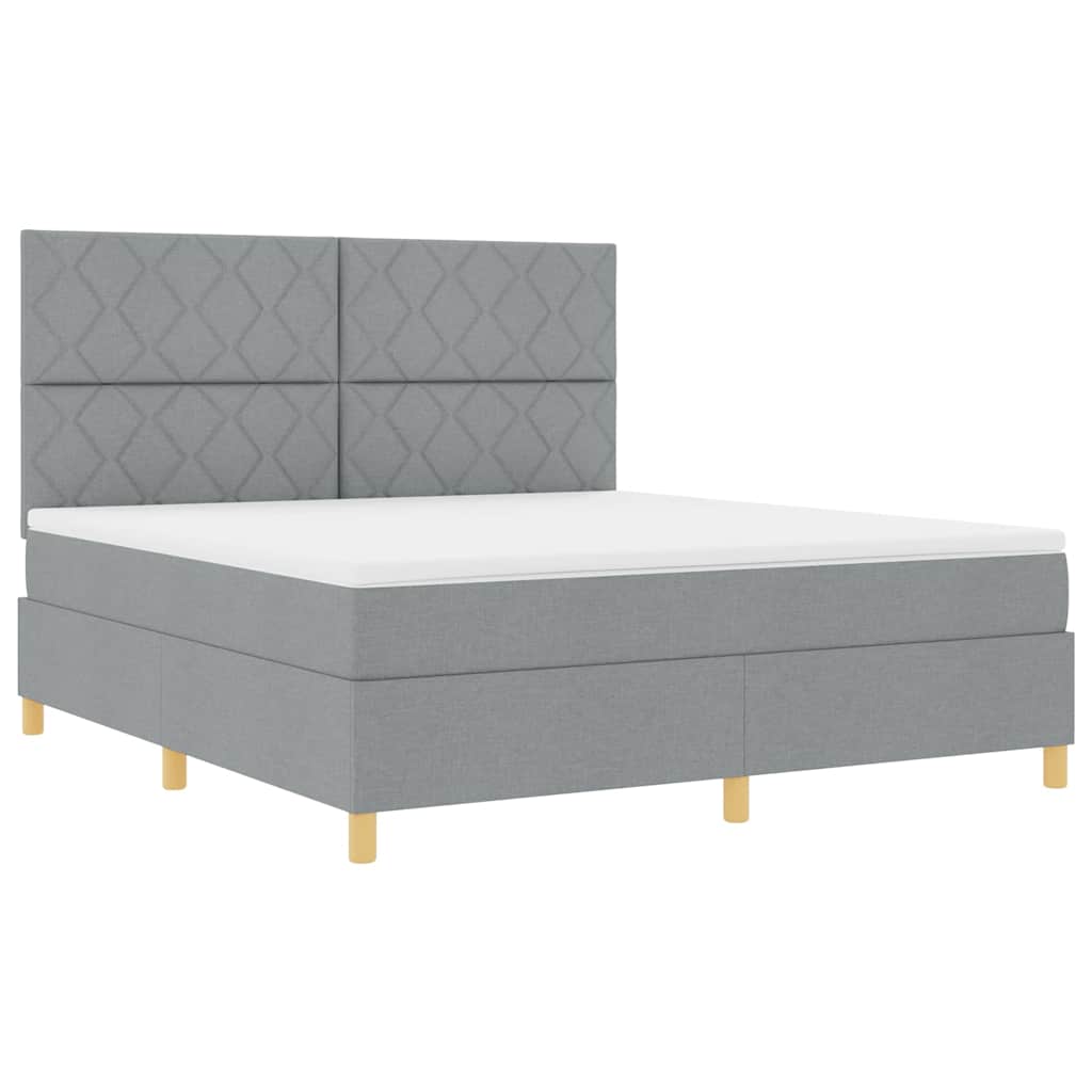 Box spring seng med hovedgærde Lysegrå 180 x 200 cm Stof