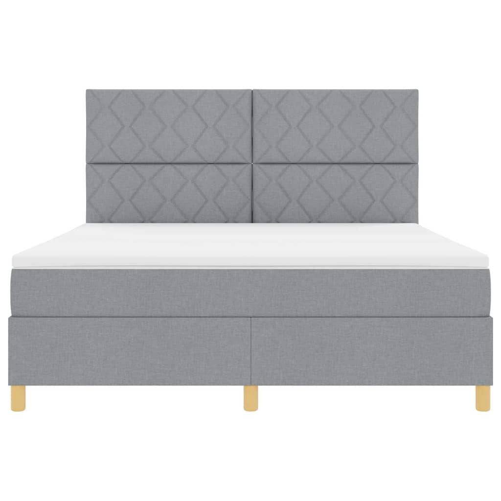 Box spring seng med hovedgærde Lysegrå 180 x 200 cm Stof