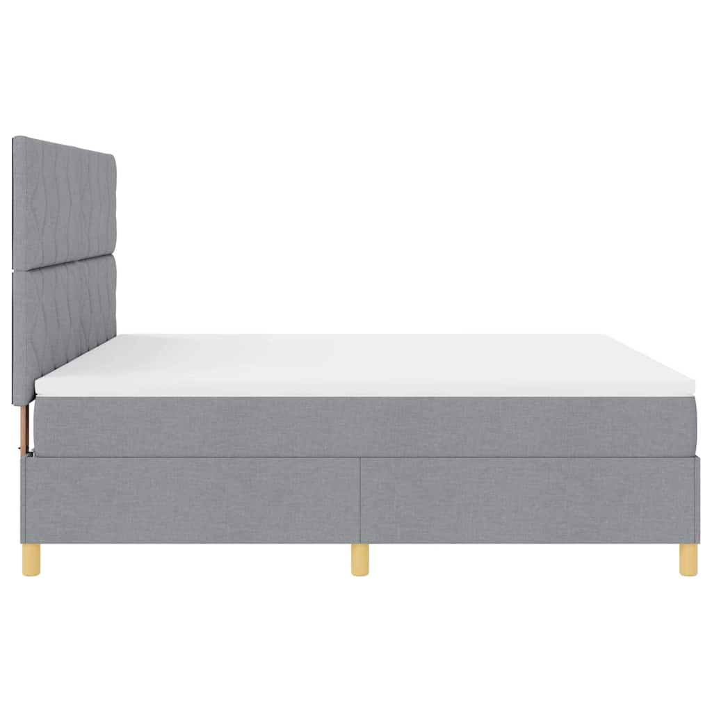 Box spring seng med hovedgærde Lysegrå 180 x 200 cm Stof