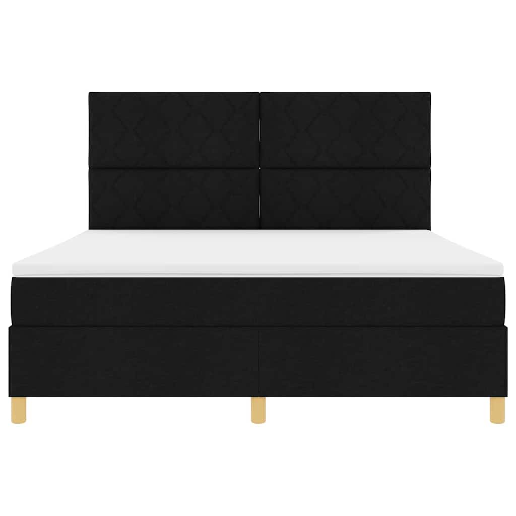 Box spring seng med hovedgærde Sort 180 x 200 cm Stof