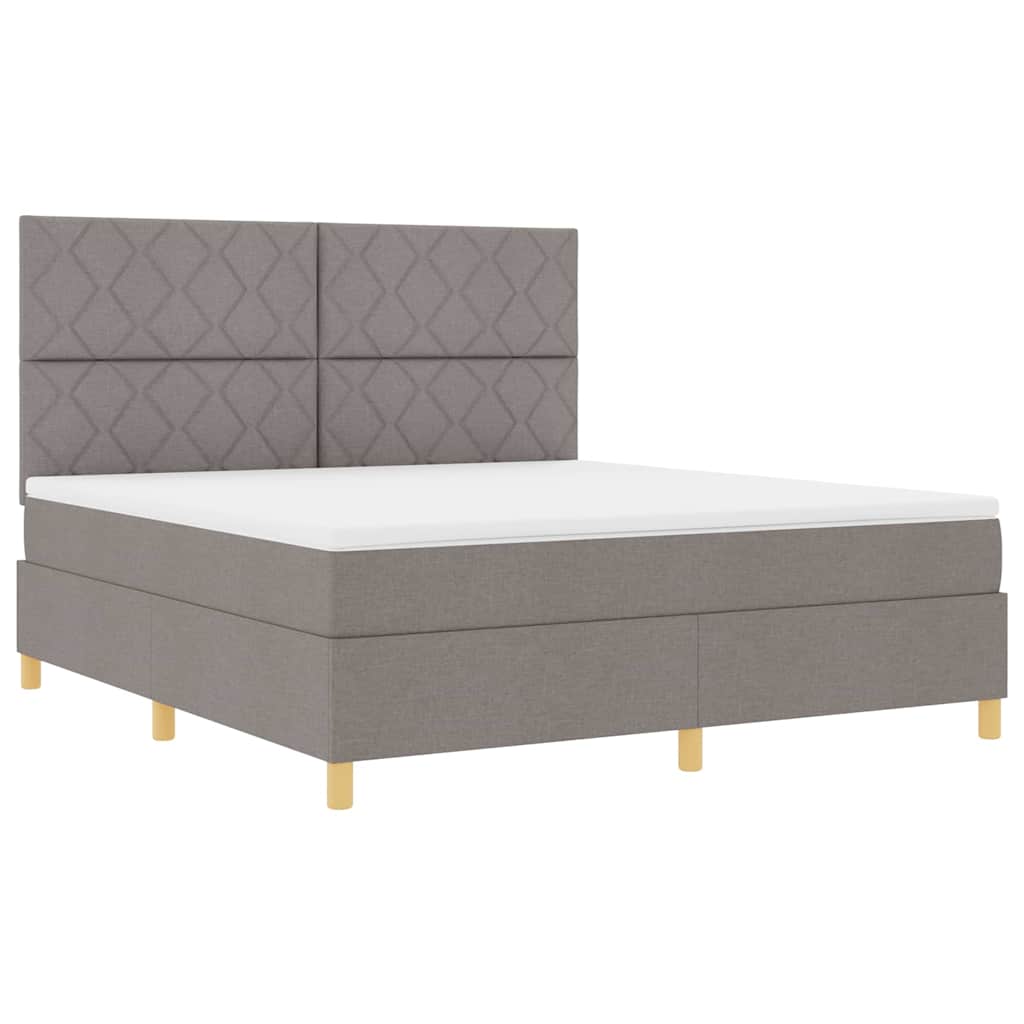 Box spring seng med hovedgærde Gråbrun 180 x 200 cm Stof