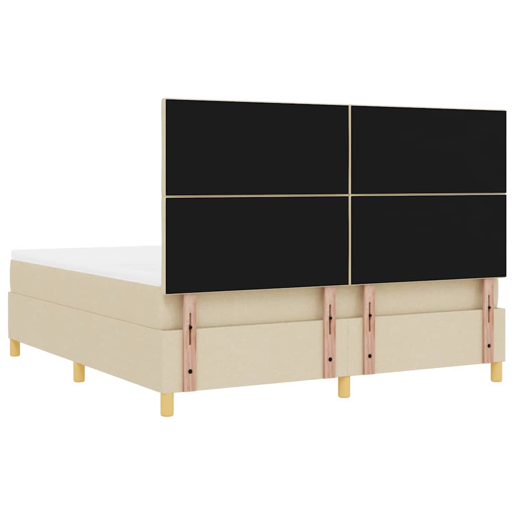 Box spring seng med hovedgærde Creme 180 x 200 cm Stof