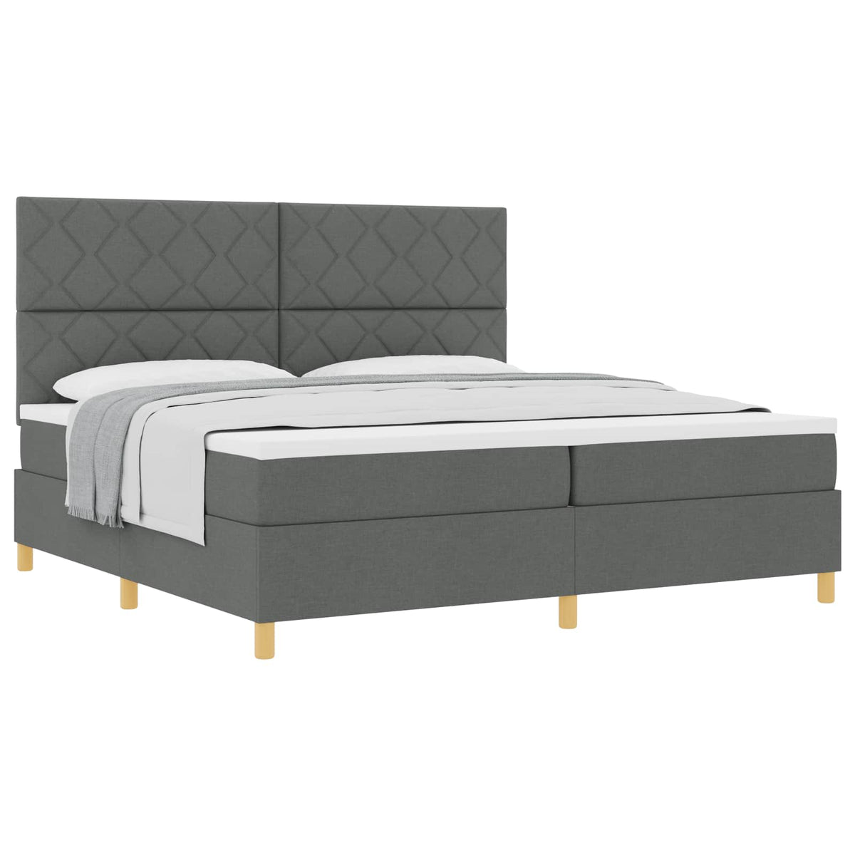 Box spring seng med madras Mørkegrå 200 x 200 cm Stof