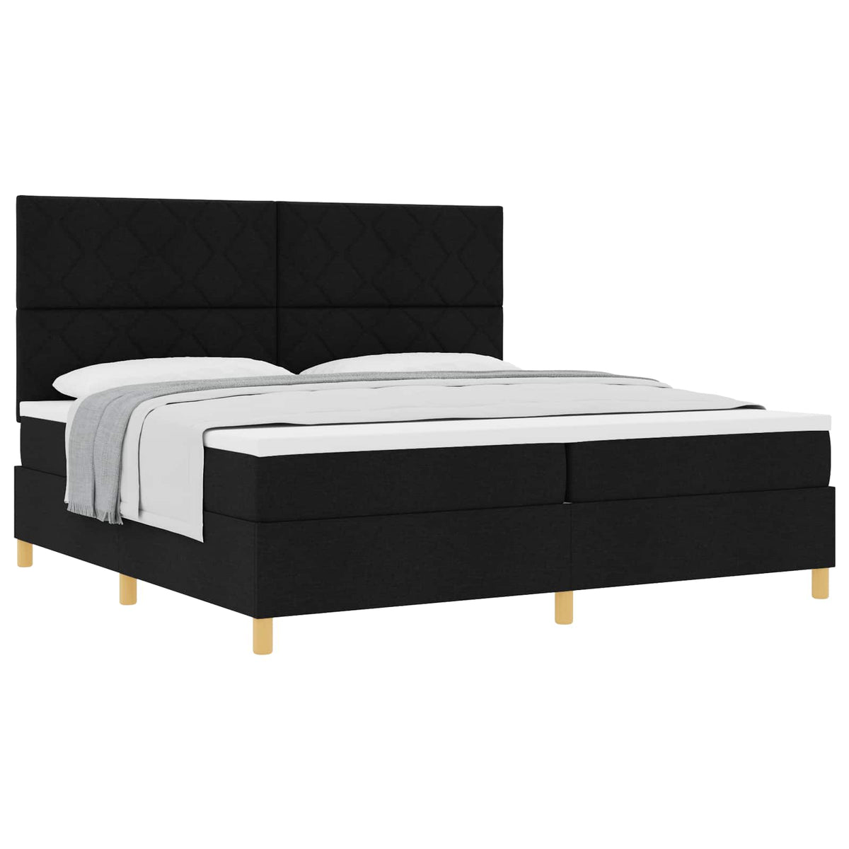 Box spring seng med madras Sort 200 x 200 cm Stof
