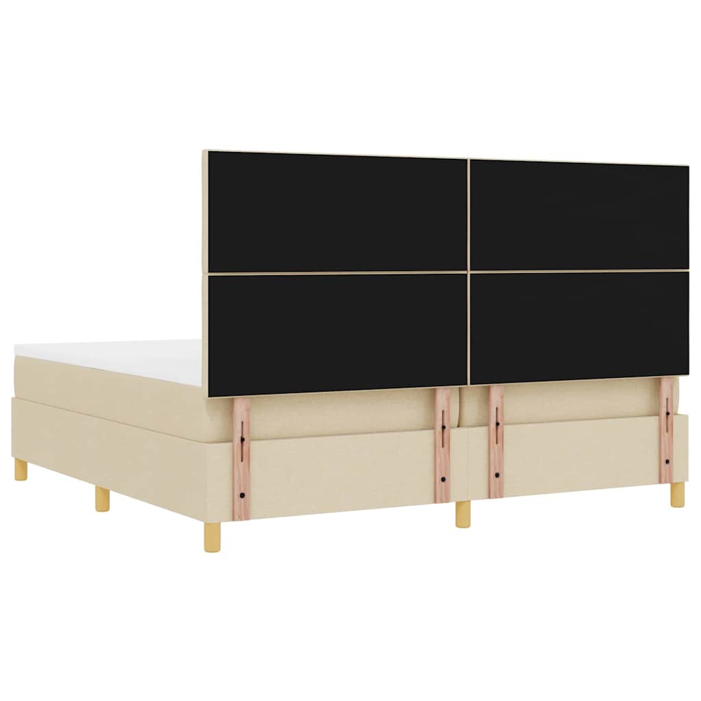 Box spring seng med hovedgærde Creme 200 x 200 cm Stof