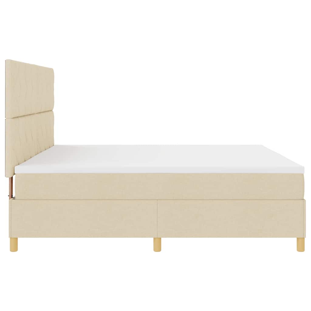 Box spring seng med hovedgærde Creme 200 x 200 cm Stof