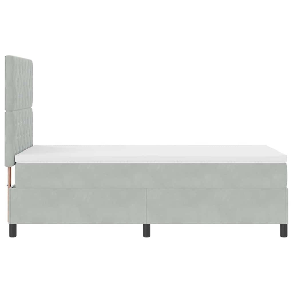 Box spring seng med madras Lysegrå 90 x 190 cm Fløjl