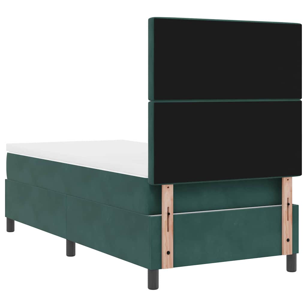 Box spring seng med madras Mørkegrøn 90 x 190 cm Fløjl