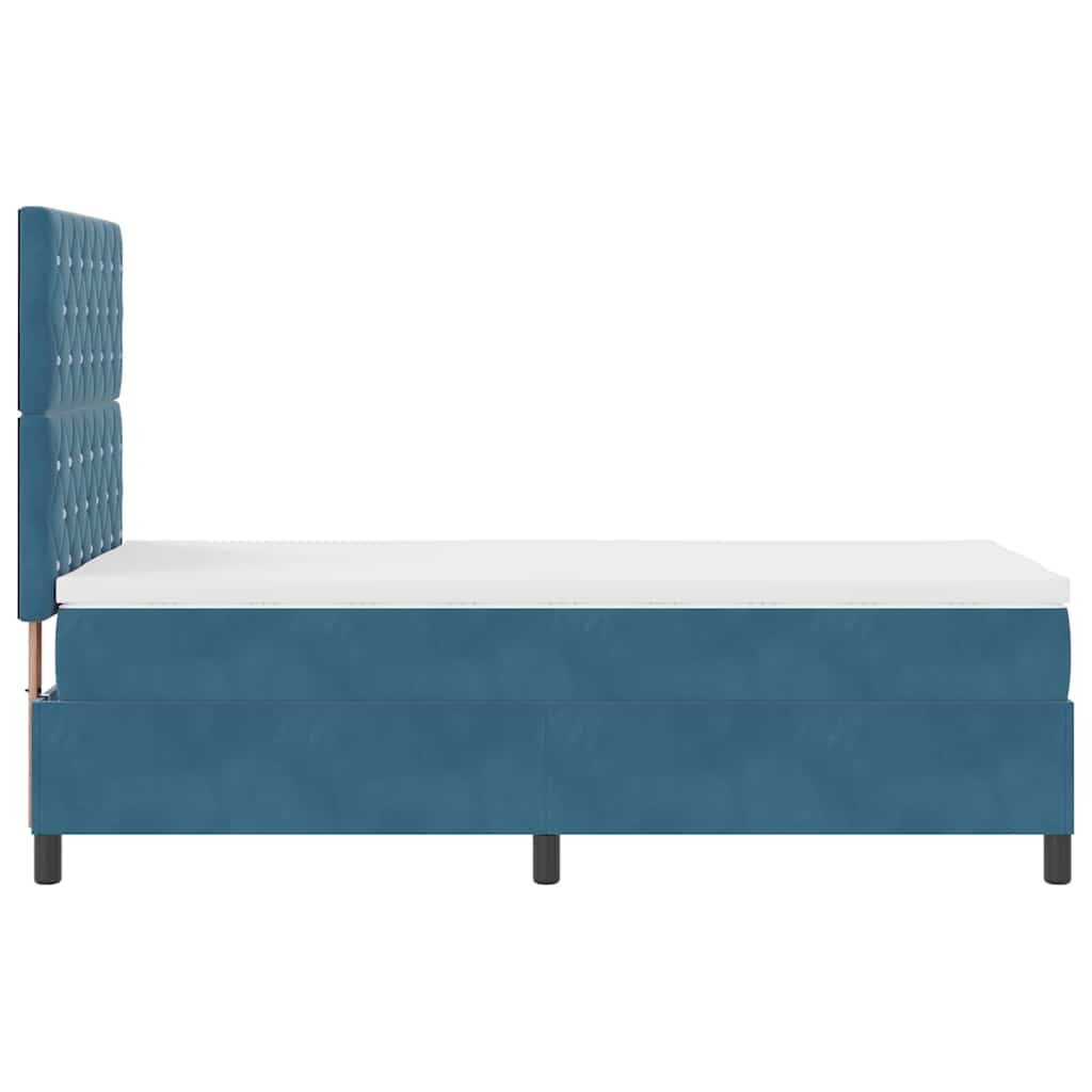 Box spring seng med madras Mørk blå 90 x 190 cm Fløjl
