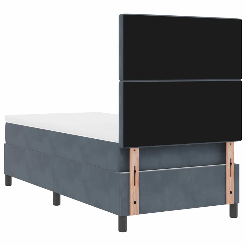Box spring seng med madras Mørkegrå 90 x 200 cm Fløjl