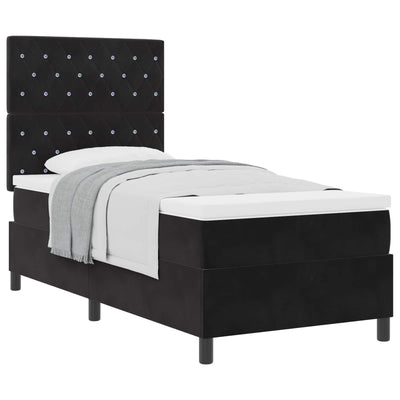 Box spring seng med madras Sort 90 x 200 cm Fløjl