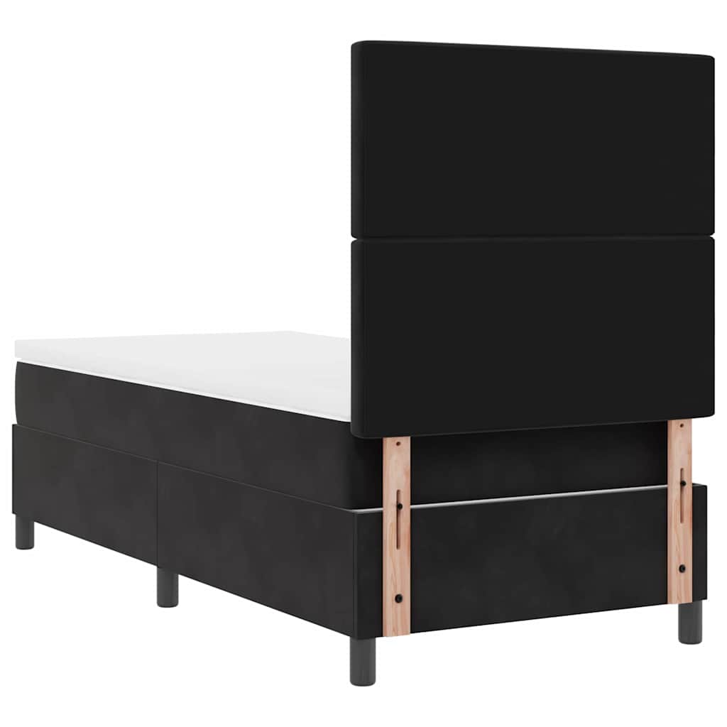 Box spring seng med madras Sort 90 x 200 cm Fløjl
