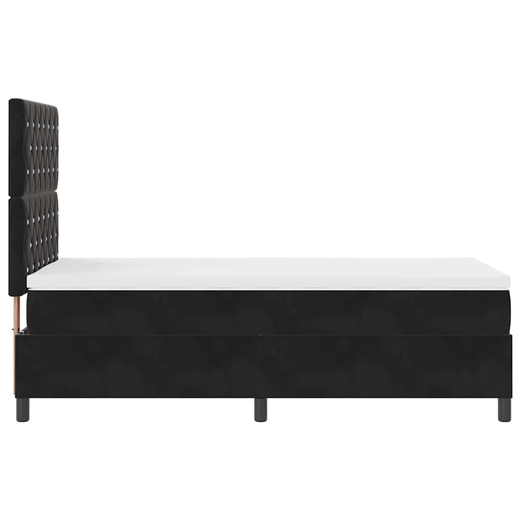 Box spring seng med madras Sort 90 x 200 cm Fløjl