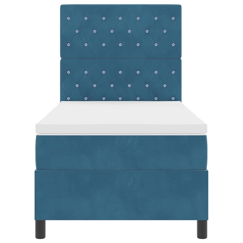 Box spring seng med madras Mørk blå 100 x 200 cm Fløjl