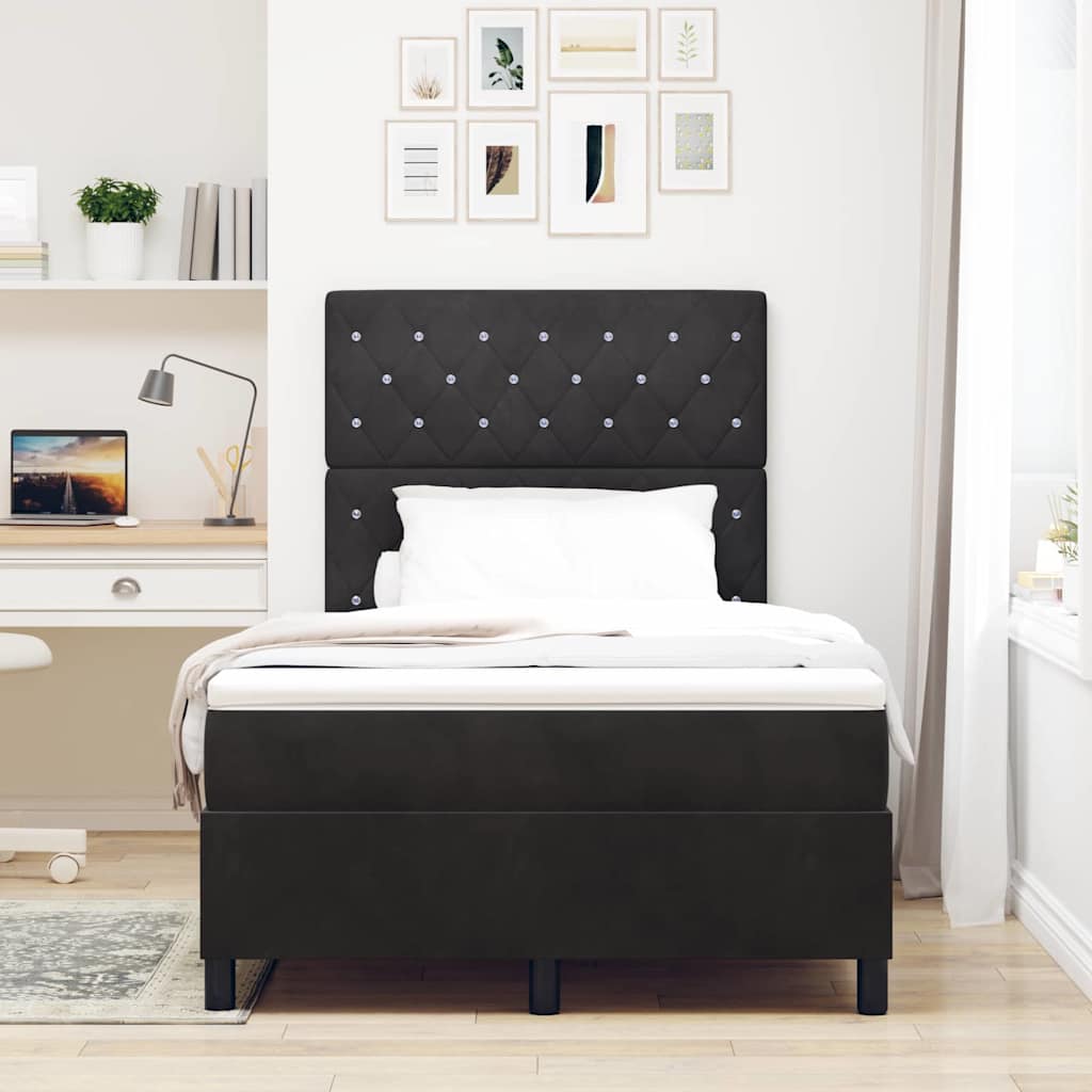 Box spring seng med madras Sort 120 x 190 cm Fløjl