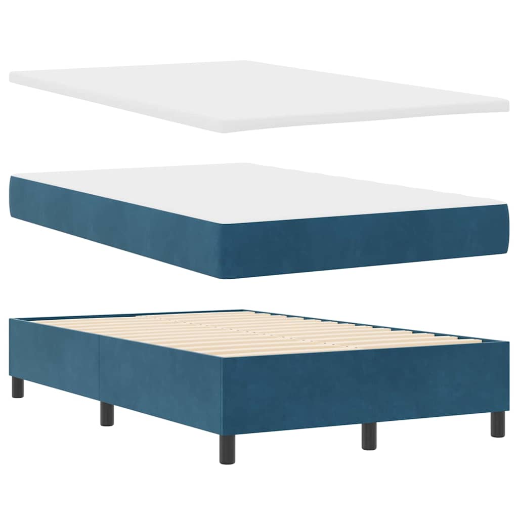 Box spring seng med madras Mørk blå 120 x 190 cm Fløjl