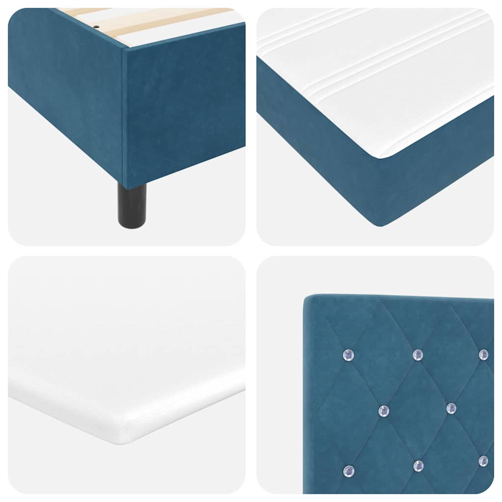 Box spring seng med madras Mørk blå 120 x 200 cm Fløjl