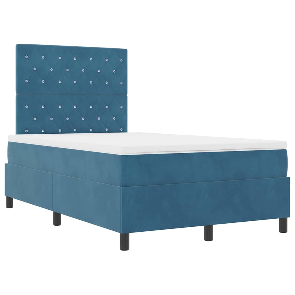 Box spring seng med madras Mørk blå 120 x 200 cm Fløjl