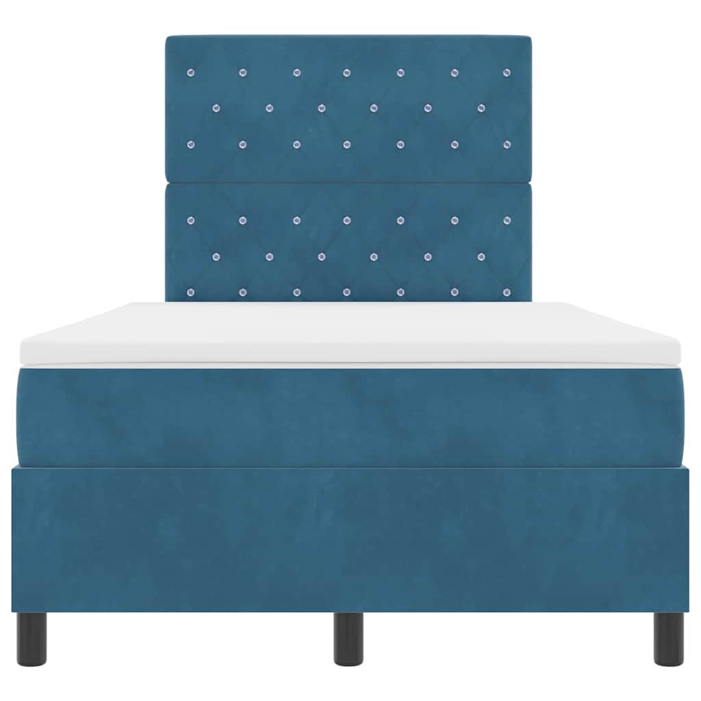 Box spring seng med madras Mørk blå 120 x 200 cm Fløjl