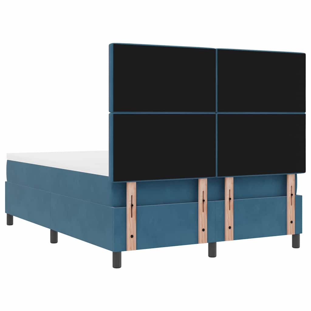 Box spring seng med madras Mørk blå 140 x 190 cm Fløjl