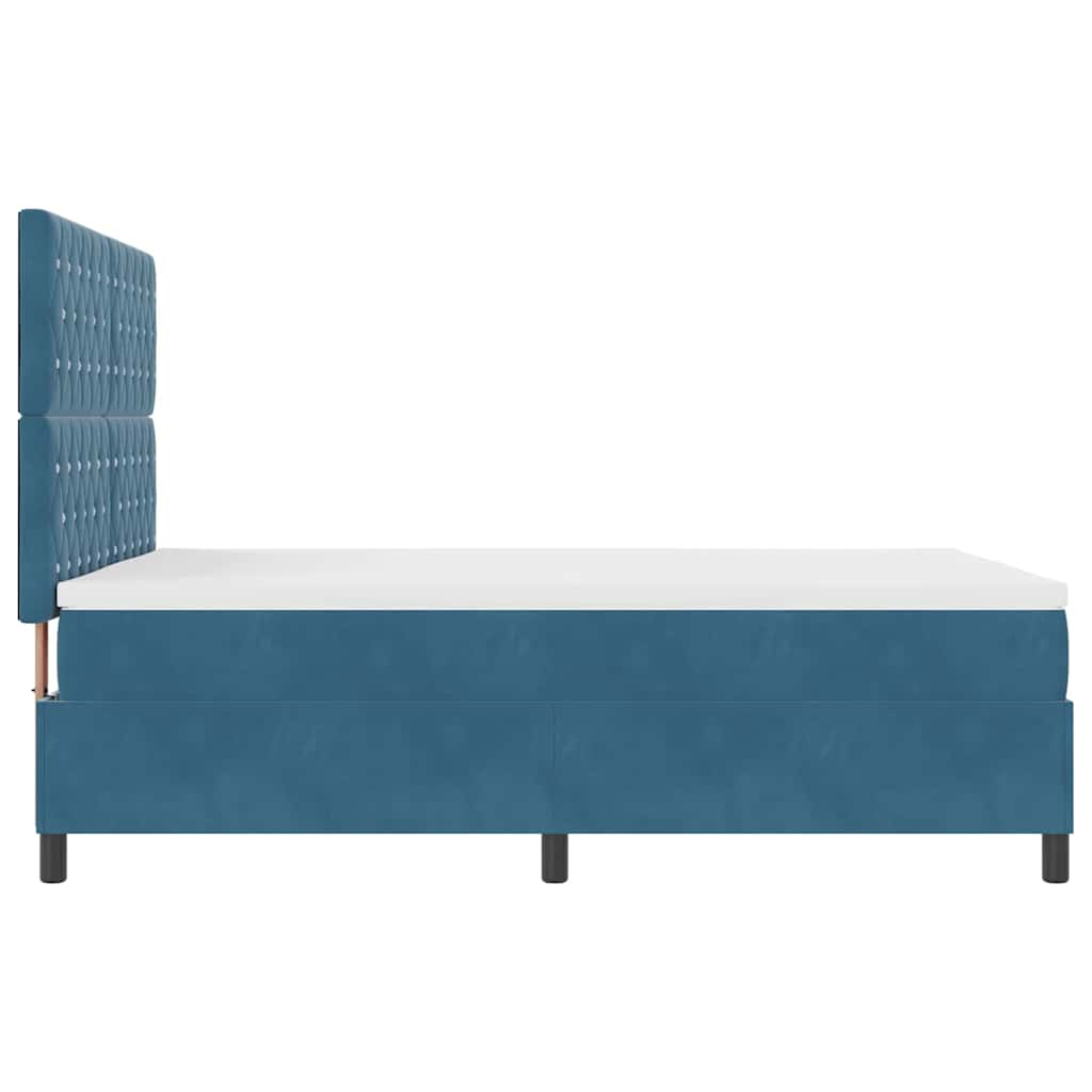 Box spring seng med madras Mørk blå 140 x 190 cm Fløjl