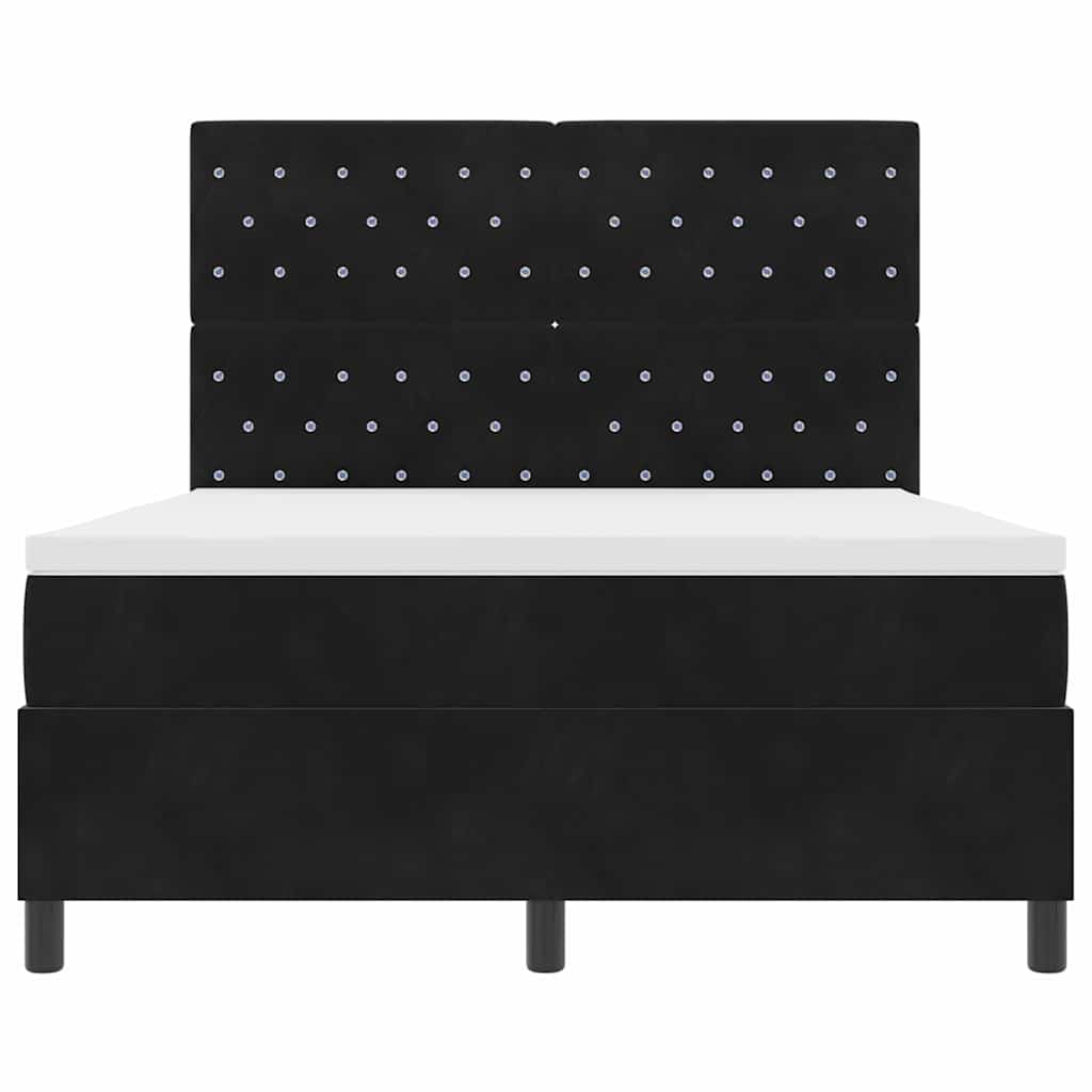Box spring seng med madras Sort 140 x 200 cm Fløjl