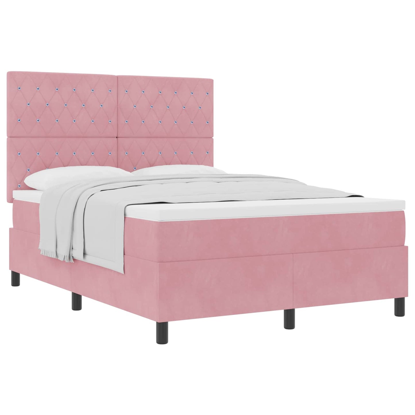 Box spring seng med madras Lyserød 140 x 200 cm Fløjl