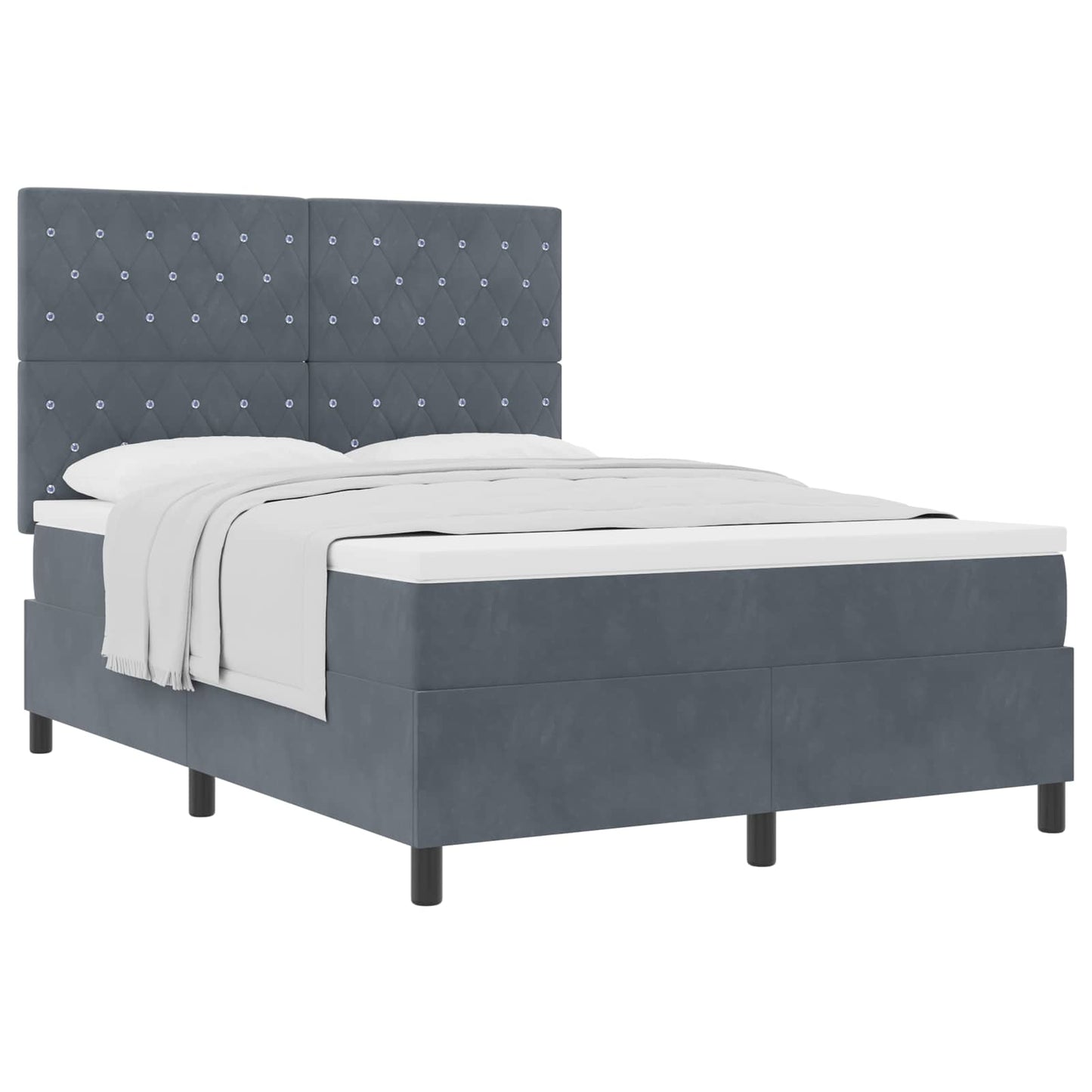 Box spring seng med madras Mørkegrå 160 x 200 cm Fløjl