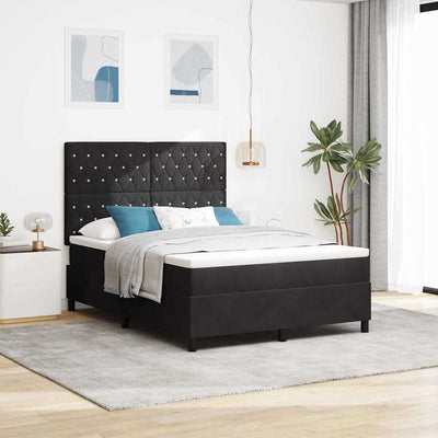 Box spring seng med madras Sort 160 x 200 cm Fløjl