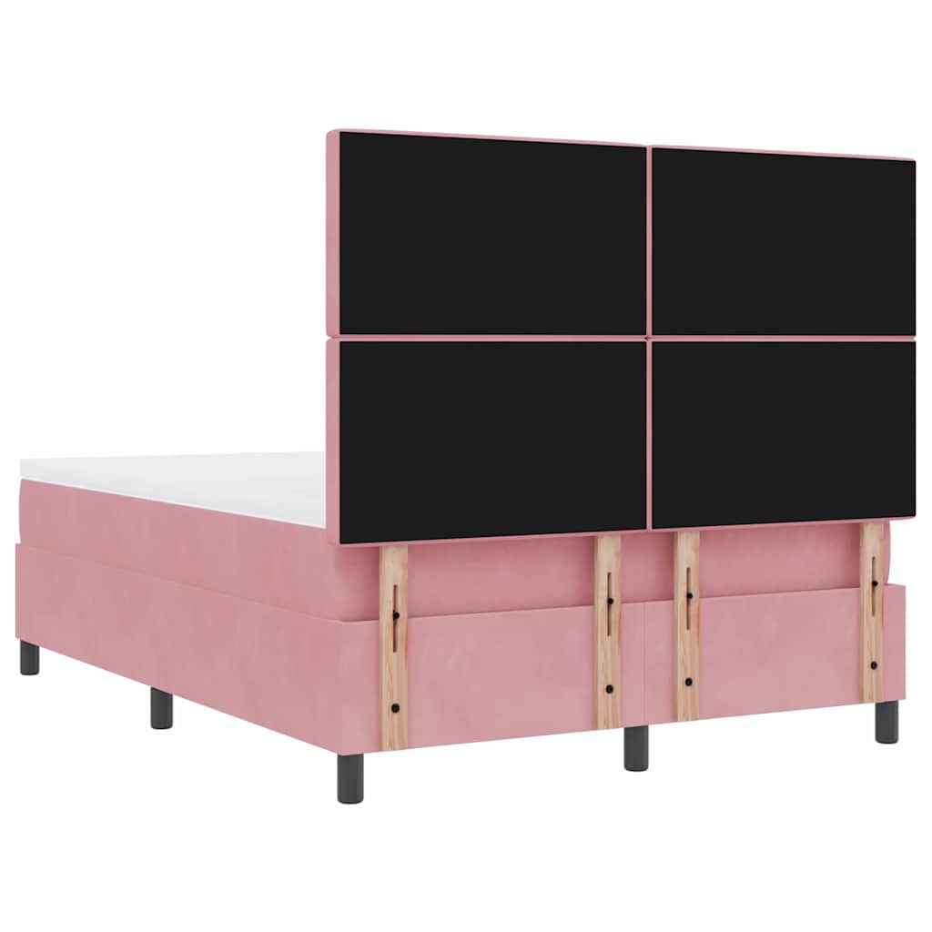 Box spring seng med madras Lyserød 160 x 200 cm Fløjl