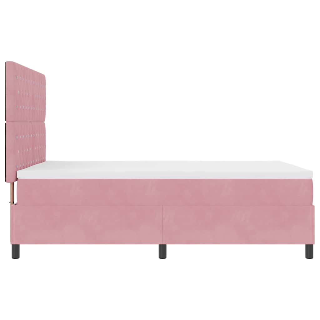 Box spring seng med madras Lyserød 160 x 200 cm Fløjl