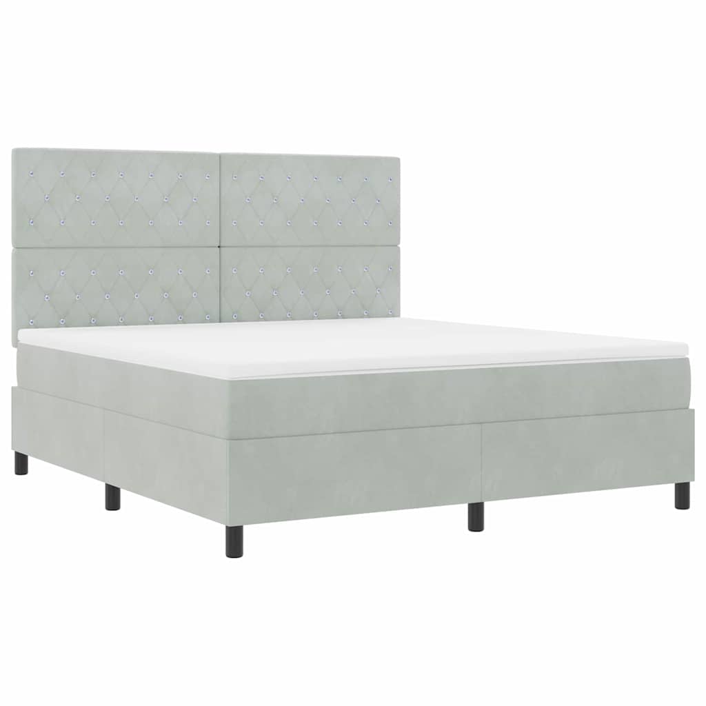 Box spring seng med madras Lysegrå 180 x 200 cm Fløjl