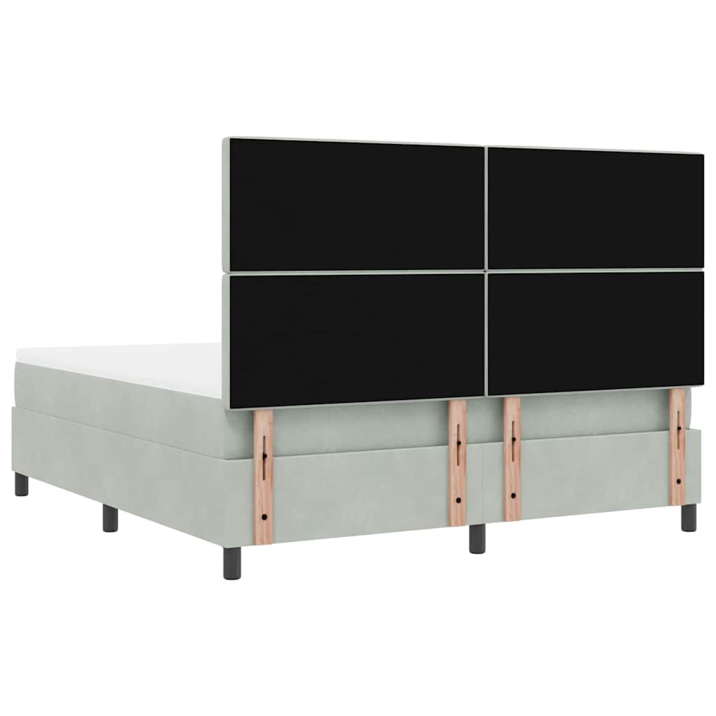 Box spring seng med madras Lysegrå 180 x 200 cm Fløjl